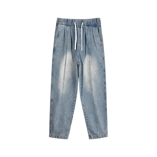 徐太浪美式复古水洗牛仔裤男春秋新款时尚设计感宽松百搭小脚裤子 商品图4