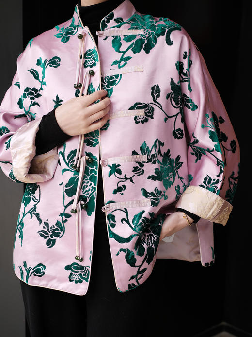 盛唐牡丹 |粉色漳绒富贵牡丹外套 商品图1