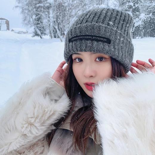 大头围毛线帽子女秋冬加厚羊毛混纺冷帽潮百搭抖音代发保暖针织帽 商品图0