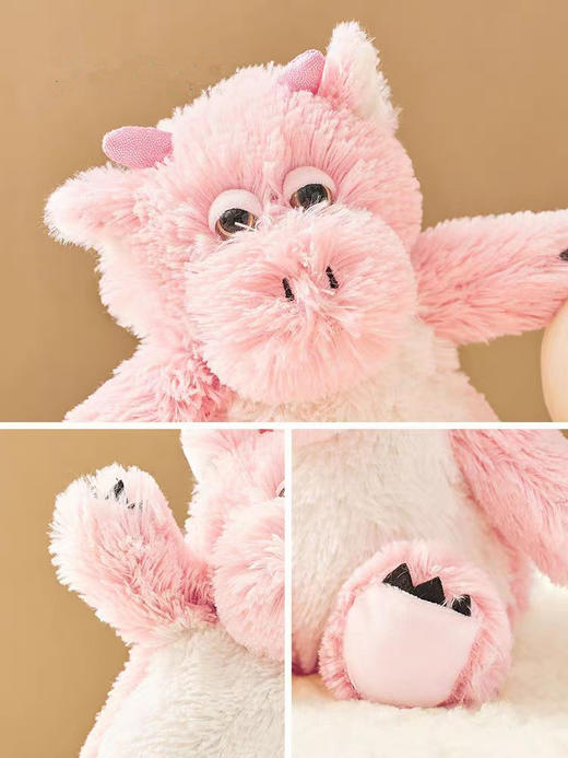 美国 MCHugs  犯困恐龙 |犯困小粉龙玩偶可加热毛绒玩具薰衣草娃娃 背包款玩偶隐形拉链儿童玩具公仔生日礼物 商品图5