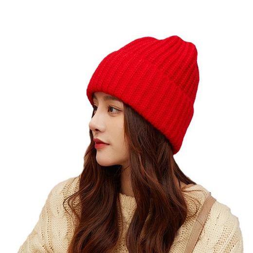 冷帽大头围粗毛线帽子女春百搭保暖宽松显脸小护耳针织帽堆堆帽潮 商品图4