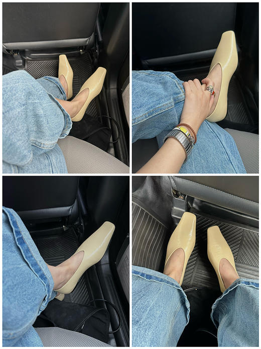 HIDEMI 经典方尖头羊皮柔软浅口平底鞋 商品图1