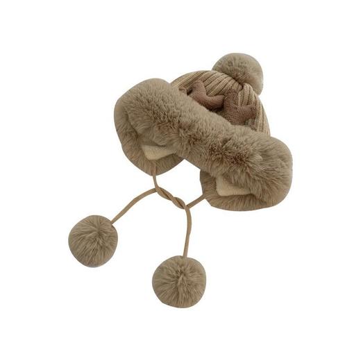 可爱毛绒鹿角针织帽韩国秋冬新款三毛球毛线帽简约时尚保暖帽子女 商品图4