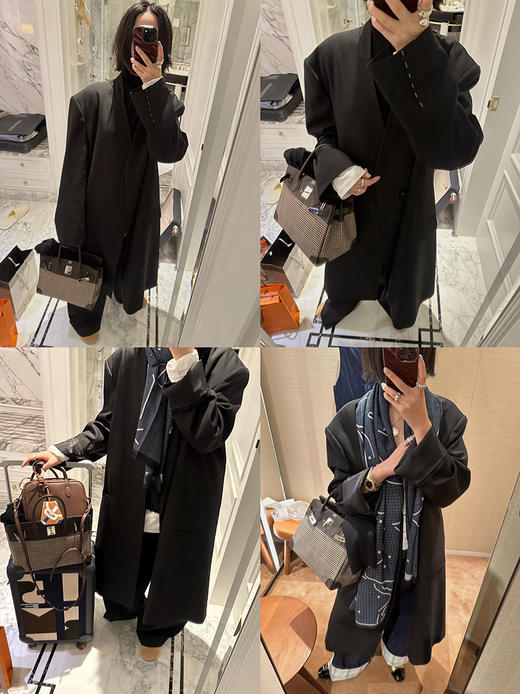 HIDEMI 黑色极简无领设计感长款男朋友廓形西装外套 商品图1