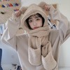 网红小熊耳朵帽子围脖手套一体秋冬季新款女百搭可爱保暖毛绒帽潮 商品缩略图2