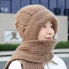 秋冬新款帽子女加绒加厚防寒围巾一体帽麻花保暖帽包头针织毛线帽 商品缩略图0