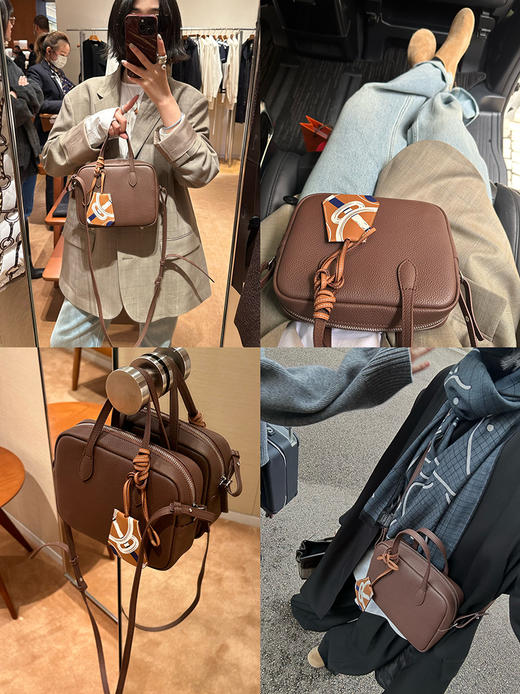 HIDEMI进口荔枝牛皮togo皮波士顿可拆卸多功能斜跨手提包小号 商品图4