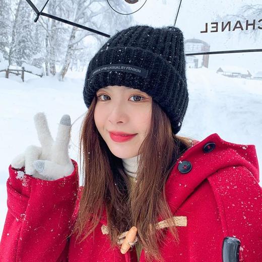 大头围毛线帽子女秋冬加厚羊毛混纺冷帽潮百搭抖音代发保暖针织帽 商品图2