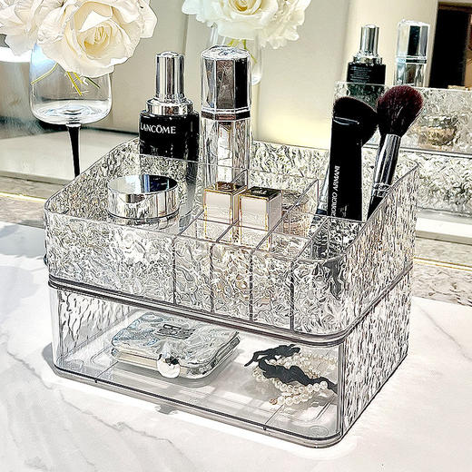 桌面收纳盒亚克力化妆品透明筐梳妆台护肤品口红整理抽屉式小盒子 商品图7