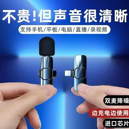 无线领夹式麦克风一拖二直播录音苹果安卓专用户外拍摄收音麦话筒 商品图3