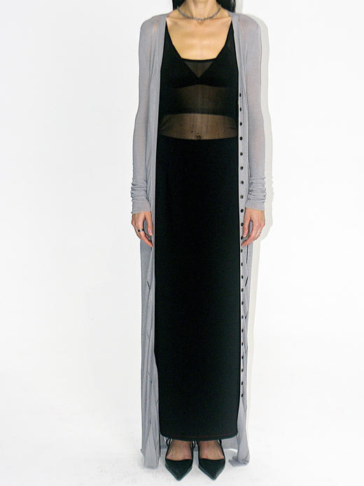 TU｜C04SS24-KW05 醋酸长款针织开衫 [ 黑 / 白 / 灰 ] 商品图3