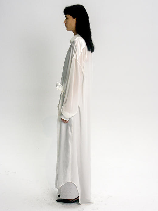 TU｜C04SS24-BL02 长款拼接衬衫 [ 黑涤纶 / 白真丝 ] 商品图4