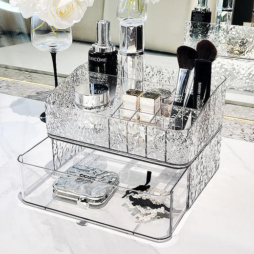 桌面收纳盒亚克力化妆品透明筐梳妆台护肤品口红整理抽屉式小盒子 商品图0