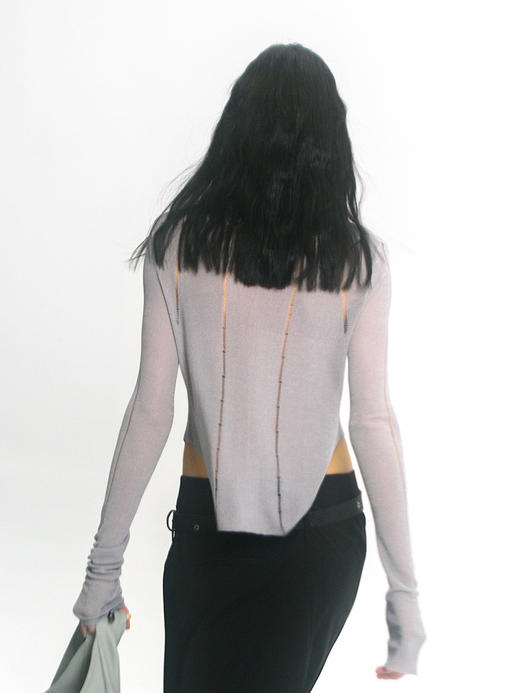 TU｜C04SS24-KW06 醋酸短款针织开衫 [ 黑 / 白 / 灰 ] 商品图8