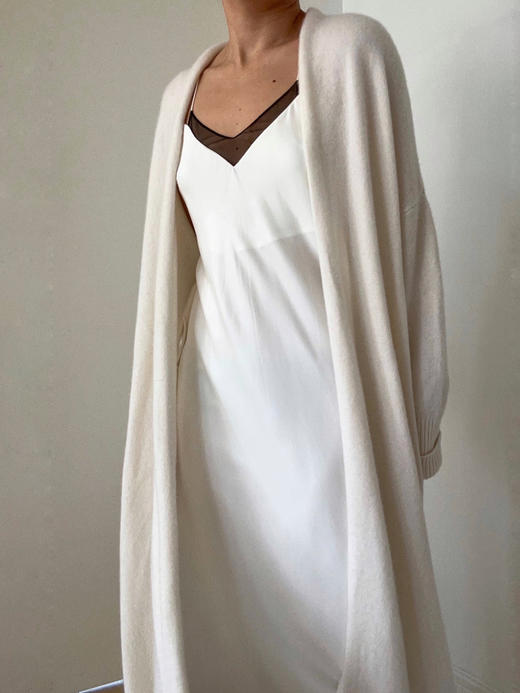 Puree｜#1983 Longline cardigan 羊绒睡袍式系带长开衫 [ 白 / 绿 / 深灰 / 棕 ] 商品图0
