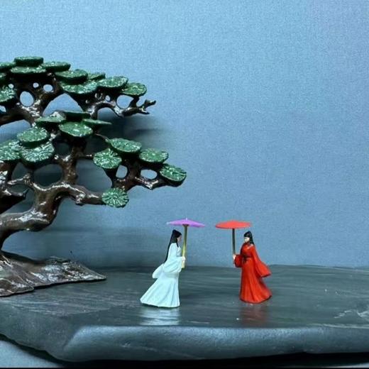 撑伞美女微景观小人古风人物摆件奇石假山盆景上水石造景装饰 商品图0
