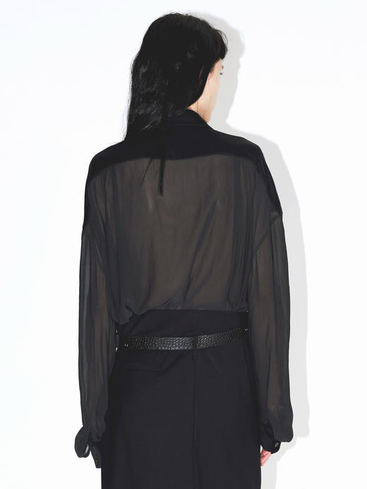 TU｜C04SS24-BL01 短款拼接衬衫 [ 黑涤纶 / 白真丝 ] 商品图6