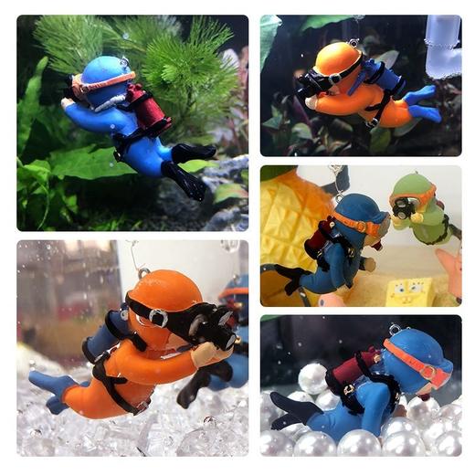 【工厂店】鱼缸潜水员蓝胖子造景套餐海底世界漂浮造景观赏装饰品 商品图8