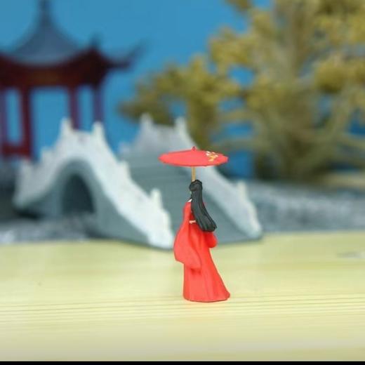撑伞美女微景观小人古风人物摆件奇石假山盆景上水石造景装饰 商品图2