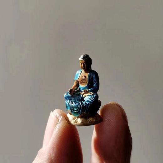 药师佛财神纯铜彩绘假山微距摄影配饰小摆件迷你佛像小观音菩萨像 商品图8