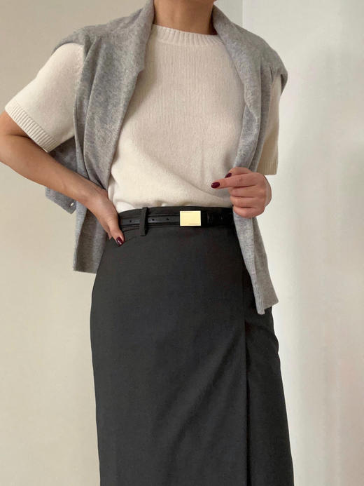 Puree｜#1967 short sleeves cashmere TOP 羊绒短袖针织上衣 [白 / 驼 / 绿 / 蓝 / 黄] 商品图2