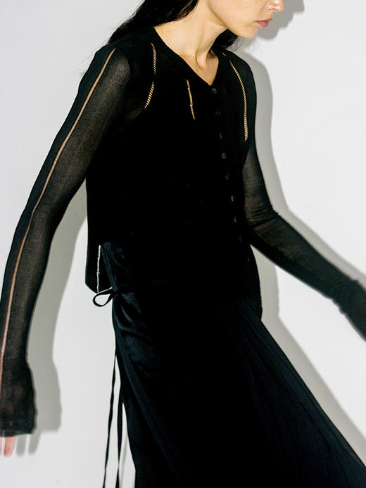 TU｜C04SS24-KW06 醋酸短款针织开衫 [ 黑 / 白 / 灰 ] 商品图9