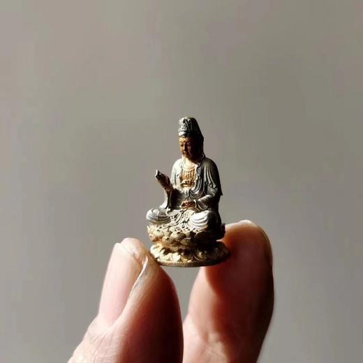 药师佛财神纯铜彩绘假山微距摄影配饰小摆件迷你佛像小观音菩萨像 商品图9