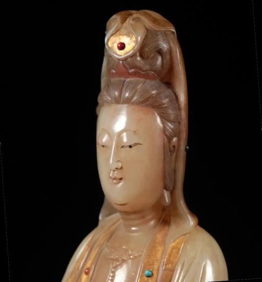 寿山將軍洞芙蓉石观音立像， 顺丰包邮 商品图1