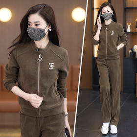 S-P63-6012妈妈春装气质宽松大码外套洋气2024新款中老年运动套装女春秋整套