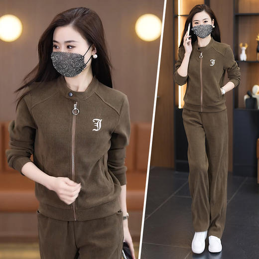 S-P63-6012妈妈春装气质宽松大码外套洋气2024新款中老年运动套装女春秋整套 商品图0