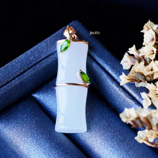 18K玫瑰金和田玉（白玉）吊坠--翠竹/竹节25*9mm 商品图1