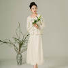 荷言GL 晚春 米白色新中式毛呢半裙两件套装复古外套上衣国风秋冬旗袍 商品缩略图1