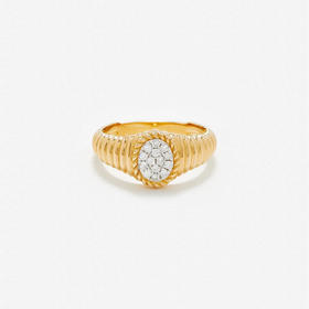 订购10周到｜Yvonne Leon-CHEVALIERE OVALE BERLINGOT-9K黄金 椭圆灰钻 男士 印章 戒指［法国设计师］