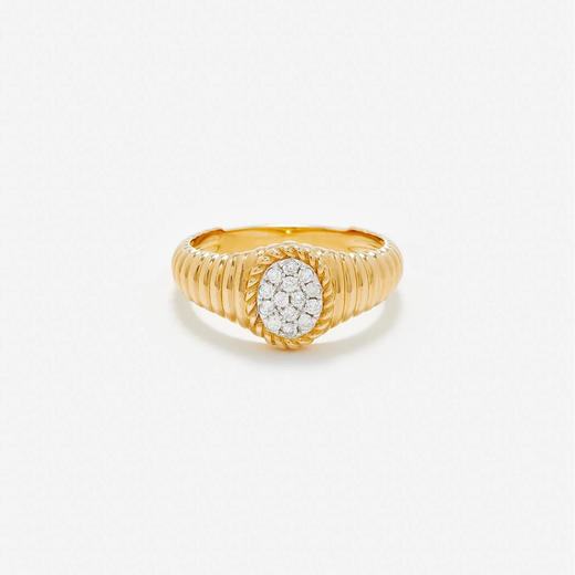 订购10周到｜Yvonne Leon-CHEVALIERE OVALE BERLINGOT-9K黄金 椭圆灰钻 男士 印章 戒指［法国设计师］ 商品图0