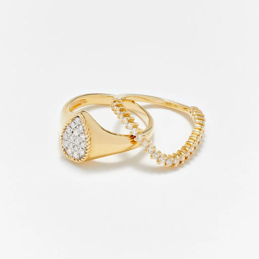 订购10周到｜Yvonne Leon-POIRE VAGUE-9K黄金 梨形钻石 女士 组合 戒指［法国设计师］ 商品图3