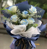 〔月光〕6朵碎冰蓝+喷泉草+尤加利叶精品时尚小花束 商品缩略图0