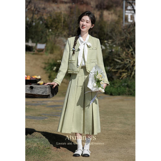 【65折秒杀】鹿向南《少女心事》绿色半身裙L33705-1 商品图1