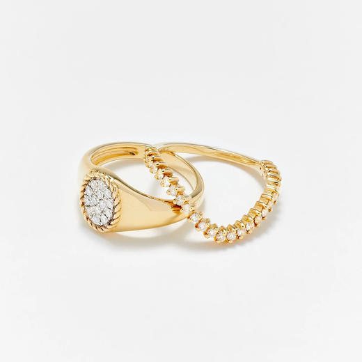 订购10周到｜Yvonne Leon-OVALE VAGUE-9K黄金 椭圆钻石 女士 组合 戒指［法国设计师］ 商品图3