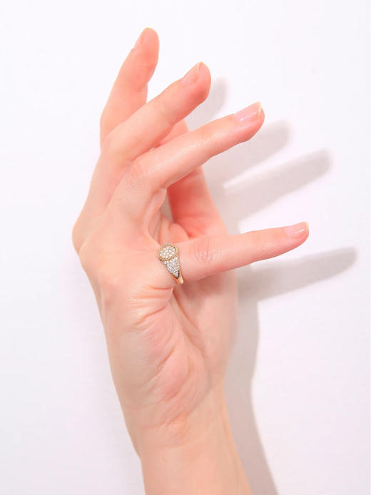 订购10周到｜Yvonne Leon-OVALE FULL-9K黄金 椭圆满钻 女士 戒指［法国设计师］ 商品图1