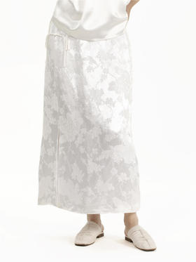 盛唐牡丹 |通勤小盘扣真丝提花半裙