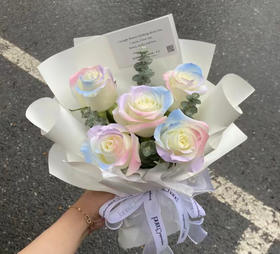 〔烟千〕5朵人鱼姬+尤加利叶精品时尚小花束