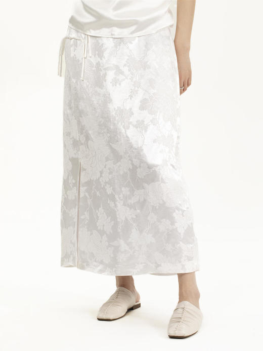 盛唐牡丹 |通勤小盘扣真丝提花半裙 商品图1