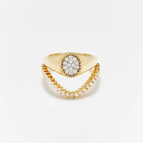 订购10周到｜Yvonne Leon-OVALE VAGUE-9K黄金 椭圆钻石 女士 组合 戒指［法国设计师］