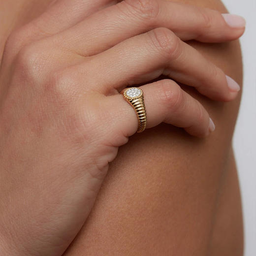 订购10周到｜Yvonne Leon-CHEVALIERE OVALE BERLINGOT-9K黄金 椭圆灰钻 男士 印章 戒指［法国设计师］ 商品图1