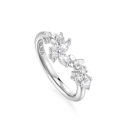 KADER卡蒂罗 心动蝴蝶情侣对戒 925银浪漫蝶舞轻奢时尚设计开口可调节一对 恋爱单品氛围感配饰 见面礼礼盒装 商品图4