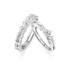 KADER卡蒂罗 致橡树情侣对戒 925银凌霄花与树叶绚烂森系设计开口可调节一对 简约浪漫清新百搭配饰 见面礼礼盒装