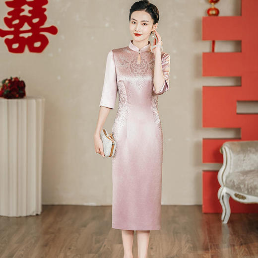 ALBB-新款香芋紫喜婆婆婚宴装高贵连衣裙 商品图0
