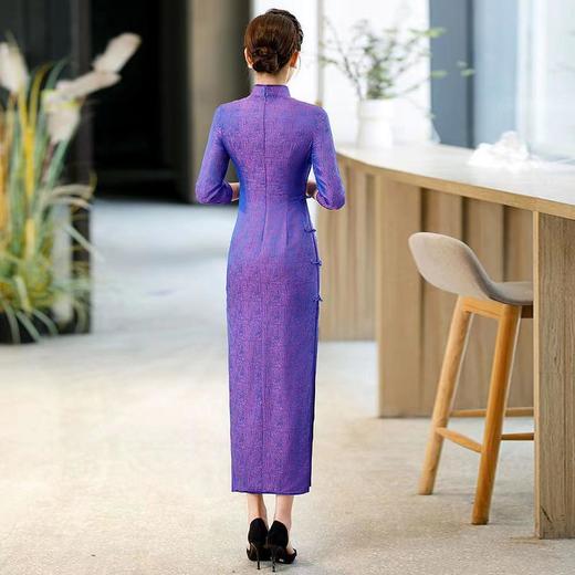 ALBB-真丝旗袍长款七分袖改良新款2024高贵典雅年轻漂亮垂坠感连衣裙 商品图3