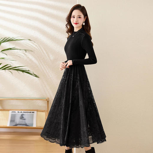 ALBB-2024春季女装新品韩版修身长款时尚连衣裙 商品图1