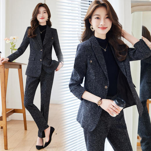 ALBB-2024春装新款气质职业装西装长裤两件套韩版显瘦套装女 商品图5